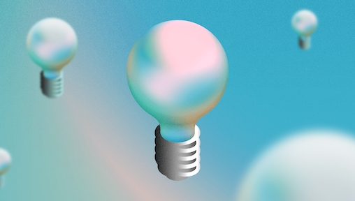 Sketch illustration of design brainstorming showing lightbulbs with a teal backdrop